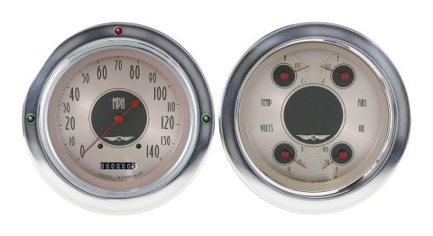 Classic Instruments 1954-55 Chevy Pickup Package Gauge Sets CT54AN52 Gauges, All American Nickel, Electronic, Water Temperature, Volt, Oil Pressure, Fuel Level, Speedometer,