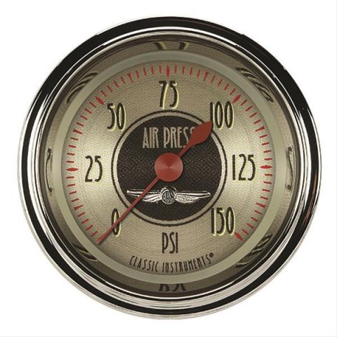 Classic Instruments All-American Nickel Series Gauges AN118SHC Air Pressure Gauge, AM NKL 2" AIR PR 150psi ELECTRIC, FULL SWEEP