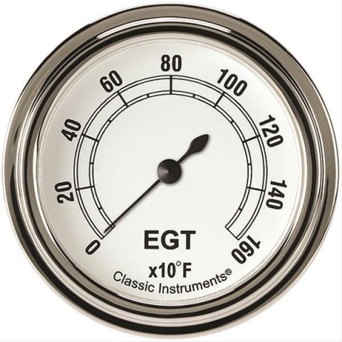 Classic Instruments White Series Gauges CW398SLF Gauge, Analog, Series, EGT, 0-1600 Degrees F, 2 5/8 in. Diameter, Face, Full Sweep, Each