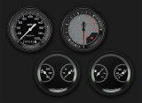 Classic Instruments Auto Cross Gray Series Gauge Sets AX05GBLF Gauges, AutoCross Series, 3 3/8 in., Speedometer, Tach, Water Temp, Oil Pressure, Volt, Fuel Level, Black Low-Step Bezel, Flat Lens, Kit thumbnail 1