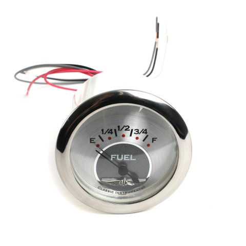 Classic Instruments All-American Series Gauges AW211SRC Gauge, Original Series, Fuel Level, Empty-Full, 2 5/8 in., Silver Face, Analog, Electrical, Each