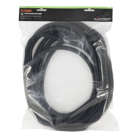 CURT Convoluted Slit Looms 59827 Tubing, 1/2 in. Diameter, Plastic, Black, Each