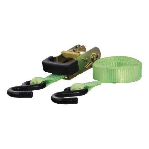 CURT Cargo Strap Sets 83027 Tie-Down Strap, Cargo, Ratchet, S-hook, 1,100 lbs. Working Load, 1 in. Width, 16 ft. Length, Lime Green, Each