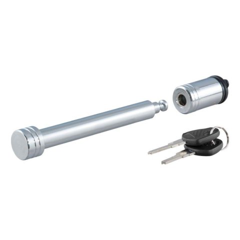 CURT Receiver Pins and Clips 23025 Hitch Lock, Straight Pin, Steel, Chrome, 0.625 in. Diameter, Locking Keys, Each
