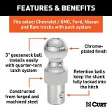 Curt Manufacturing Hitch Balls 60634 Gooseneck Trailer Ball, 3" OEM-Style Gooseneck Ball, 38,000 lbs. thumbnail 4