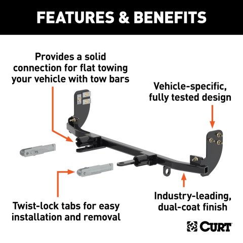 CURT Custom Tow Bar Base Plates for 2012-2020 SONIC - 70116 Adapter Bracket, Plate, Steel, Black Powdercoated, Chevrolet, Kit thumbnail 3