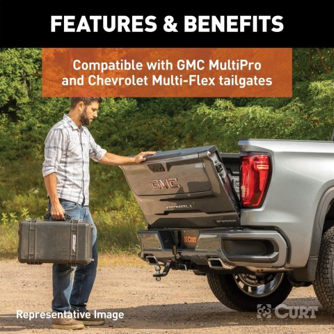 CURT Protective Multipro/Mutli-Flex Tailgate Sensors with Hitch Cap 58266 Receiver Covers, MultiPro / Multi-Flex Sensor, 2.5 in. x 2.5 in., Plastic, Black, Chevrolet, GMC, Each