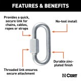 Curt Manufacturing Trailer Safety Chains and Cables 82934 Hitch Chain, 7/16" Quick Link (13,200 lbs. Breaking Strength, Packaged) thumbnail 1