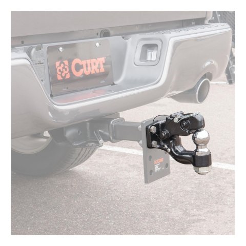 CURT Combination Ball/Pintle Hooks 48190 Pintle Hitch, Ball and Pintle Hook, Plate Mount, 16,000 lbs. GTW, 2 in. Hitch Ball Diameter, Each