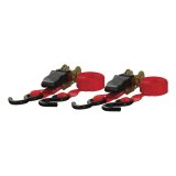 CURT Cargo Strap Sets 83001 Tie-Down Straps, Cargo, Ratchet, S-hook, 500 lbs. Working Load, 1 in. Width, 10 ft. Length, Red, Pair thumbnail 1
