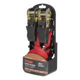 CURT Cargo Strap Sets 83001 Tie-Down Straps, Cargo, Ratchet, S-hook, 500 lbs. Working Load, 1 in. Width, 10 ft. Length, Red, Pair thumbnail 2