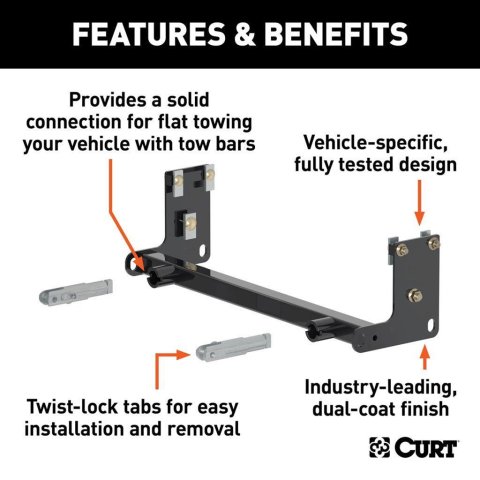 CURT Custom Tow Bar Base Plates for 2018-2024 WRANGLER - 70105 Adapter Bracket, Plate, Steel, Black Powdercoated, Jeep, Kit thumbnail 4
