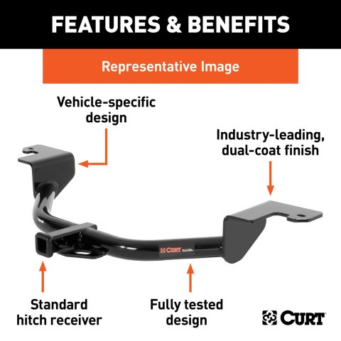 CURT Class 2 Receiver Hitch 121983 Hitches, II Trailer with 1 1/4 in. Receiver, Ball Mount Included, Square Tube Welded, Powdercoated, Subaru Forester, Kit thumbnail 4