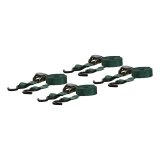 CURT Cargo Strap Sets 83016 Tie-Down Straps, Cargo, Cambuckle, S-hook, 300 lbs. Working Load, 1 in. Width, 16 ft. Length, Green, Set of 4 thumbnail 1