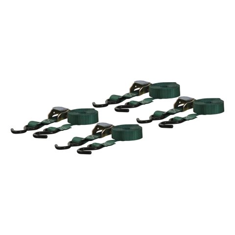 CURT Cargo Strap Sets 83016 Tie-Down Straps, Cargo, Cambuckle, S-hook, 300 lbs. Working Load, 1 in. Width, 16 ft. Length, Green, Set of 4