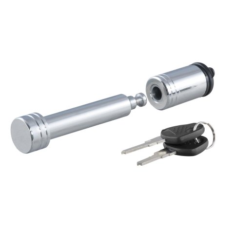CURT Hitch Locks 23515 Receiver Locks, 0.625 in. Diameter, Fits 2.00 in. Receiver Tube, Includes 2 Keys, Steel, Chrome, Each