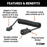 CURT Trailer Harness Adapters 57282 Vehicle Towing Adapter, Adapter, 7-Way RV Blade to 5-Way Flat, 8 ft. Cable, Universal, Each thumbnail 1