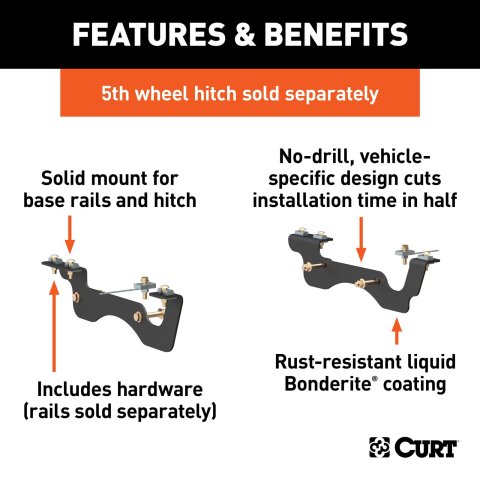 Curt Manufacturing - Fifth Wheel Hitch Replacement Components for 2017-2022 F-250 SUPER DUTY, F-350 F-450 DUTY 16431 Trailer Bracket