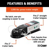 CURT QuickPin Trailer Couplers 25470 Hitch Coupler, No-Latch Coupler, 2.0 in. Ball, 2.0 in. Channel, 3,500 lbs., Includes 1/2 in. Dia. Pin and Clip, Each thumbnail 3