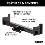 CURT Class 5 Receiver Hitch 15927 Hitches, V, Universal Weld-On Trailer Hitch, 2 in. Receiver, Up to 44 in. Frames, 9 in. Drop, Adjustable Side Plates, Each thumbnail 3