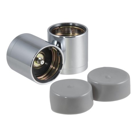 CURT Wheel Bearing Protectors 22198 Protectors, 1.980 in. Hub Bore Diameter, Steel, Chrome, Dust Covers, Zerk Fitting, Pair