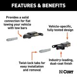 CURT Custom Tow Bar Base Plates 70111 Adapter Bracket, Plate, Steel, Black Powdercoated, Cadillac, Chevrolet, GMC, Kit thumbnail 2