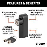 CURT Rebellion XD Tongue Locks 45938 Receiver Hitch and Coupler Locks, Trailer Hitch Lock, Lock, Each thumbnail 3