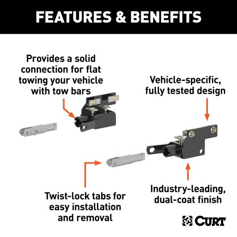 CURT Custom Tow Bar Base Plates for 2015-2017 EXPEDITION, NAVIGATOR, 2009-2023 F-150 - 70130 Adapter Bracket, Plate, Steel, Black Powdercoated, Ford, Lincoln, Kit thumbnail 3