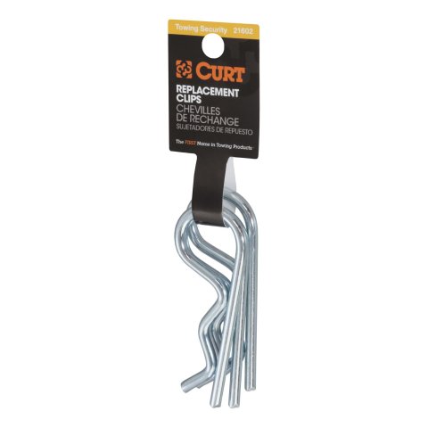 CURT Hitch Pin Clips 21602 Hair Pins, Clips, Fits 1/2 in. or 5/8 in. Pins, Steel, Zinc Plated, Set of 3