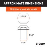 Curt Manufacturing Hitch Balls 40078 Trailer Ball, 2-5/16" Trailer Ball (1-1/4" x 2-5/8" Shank, 15,000 lbs., Chrome, Packaged) thumbnail 2