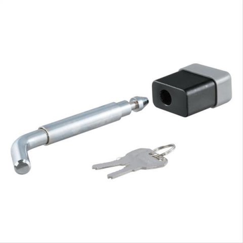 CURT Receiver Locks 23024 Hitch Lock, Bent Pin, Steel, Chrome, 1/2 in. Diameter Pin, 5/8 in. Diameter Adapter Sleeve, 2 Keys, Each