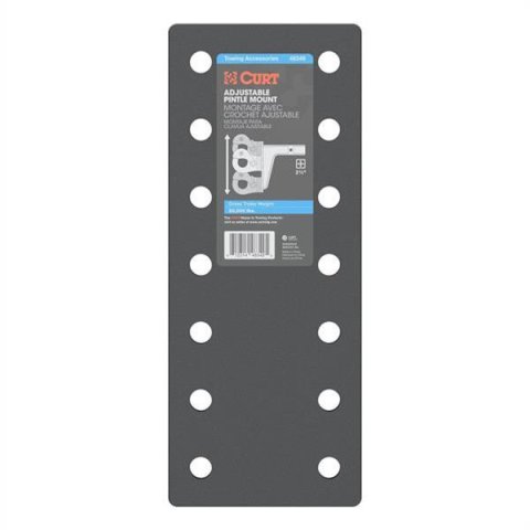 CURT Adjustable Pintle Mounts 48349 Mount, Adjustable, 20,000 lbs. , 6-Position Mounting, 2 1/2 in. Square Receiver Style, Steel, 12 1/2 in. High, 10 3/4 in. Long, Black, Each thumbnail 2