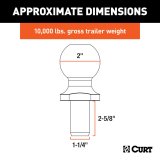 Curt Manufacturing Hitch Balls 40056 Trailer Ball, 2" Trailer Ball (1-1/4" x 2-5/8" Shank, 10,000 lbs., Stainless) thumbnail 3