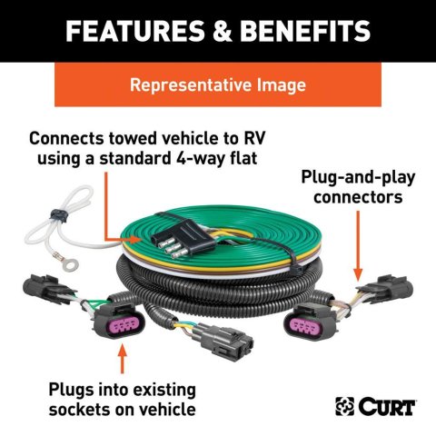 Curt Manufacturing - Trailer Wiring Harnesses for 2016-2020 ENVISION 58968 Connector Kit thumbnail 6