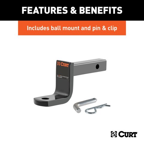 CURT Class 1 Receiver Hitch 115993 Hitches, I Trailer Hitch, 1/4 in. Receiver, Includes 3/4 in. Ball Mount, Square Tube Welded, Black Powdercoated, Mazda CX-30, Kit thumbnail 5