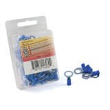 CURT Insulated Ring Terminals 59523 Wiring Connectors, Terminals, 3/8 in. Stud Style, 14 To 16-gauge, Blue, Set of 100 thumbnail 1