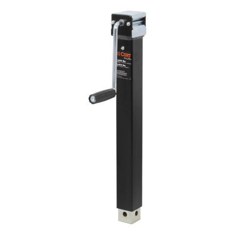 CURT Direct Weld Square Jacks 28359 Trailer Jack, Square, 5,000 lb. Capacity, 15 in. Travel, Steel, Black, Side Wind, Each