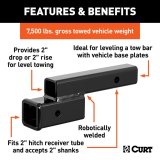 Curt Manufacturing Receiver Hitch Extenders and Adapters 45797 Trailer Adapter, Adapter (2" Shank, 2" Drop, 7,500 lbs.) thumbnail 3