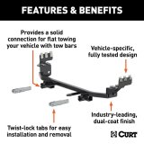 CURT Custom Tow Bar Base Plates for 2016-2018 FOCUS - 70113 Adapter Bracket, Plate, Steel, Black Powdercoated, Ford, Kit thumbnail 3