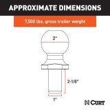 Curt Manufacturing Hitch Balls 40070 Trailer Ball, 2" Trailer Ball (1" x 2-1/8" Shank, 7,500 lbs., Chrome, Packaged) thumbnail 2