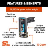 CURT Adjustable Pintle Mounts 48016 Mount, SecureLatch, Adjustable, 2 1/2 in. Shank, 20,000 Ibs., Each thumbnail 3