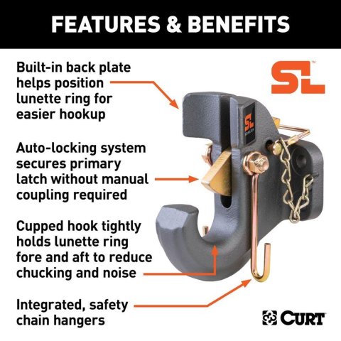 CURT SecureLatch Pintle Hooks 48505 Tow Hook, Hook thumbnail 3