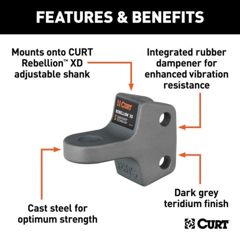 Curt Manufacturing Receiver Hitch Ball Mounts 45940 Trailer Mount, Replacement Rebellion XD Tongue Attachment thumbnail 3