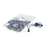 CURT Insulated Ring Terminals 59522 Wiring Connectors, Terminals, Female, 1/4 in. Stud Ring, 14 To 16-gauge, Blue, Set of 100 thumbnail 1