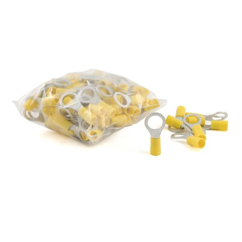 CURT Insulated Ring Terminals 59538 Wiring Connectors, Terminals, 3/8 in. Stud Style, 10 To 12-gauge, Yellow, Set of 100