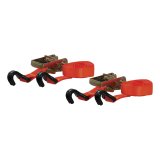 CURT Cargo Strap Sets 83026 Tie-Down Straps, Cargo, Ratchet, S-hook, 1,100 lbs. Working Load, 1 in. Width, 16 ft. Length, Red, Pair thumbnail 1