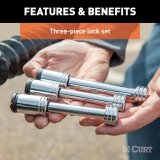 CURT Rambler Tow Bar Lock Sets 70005 Receiver Hitch and Coupler Locks, Rambler, RV Trailer Hitch, Two Locks for Arms, One for Receiver. Steel, Chrome, with Keys, Set of 3 thumbnail 4