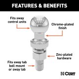 CURT Sway Control Attachment Balls 40010 Ball, Steel Chrome, Each thumbnail 4