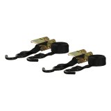CURT Cargo Strap Sets 83009 Tie-Down Straps, Cargo, Ratchet, S-hook, 500 lbs. Working Load, 1 in. Width, 10 ft. Length, Black, Pair thumbnail 1