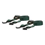 CURT Cargo Strap Sets 83015 Tie-Down Straps, Cargo, Ratchet, S-hook, 300 lbs. Working Load, 1 in. Width, 15 ft. Length, Green, Pair thumbnail 1